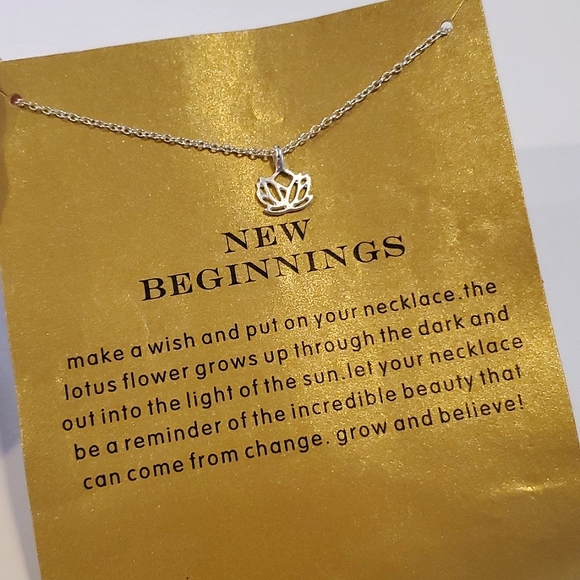 Hand Crafted Jewelry - 5 for $25! New Beginnings Lotus Dainty Delicate Silver Tone Necklace